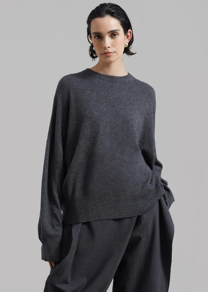 Women Loulou Studio Anaa Cashmere Sweater 8211 Anthracite Melange The Frankie Shop Knitwear