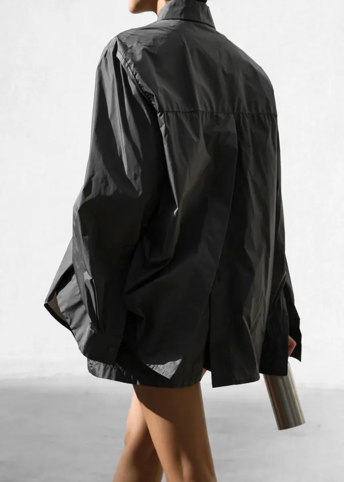 Women Lucy Open Back Oversized Shirt 8211 Charcoal The Frankie Shop Tops