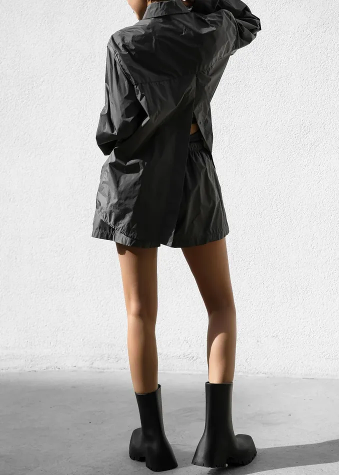 Women Lucy Open Back Oversized Shirt 8211 Charcoal The Frankie Shop Tops