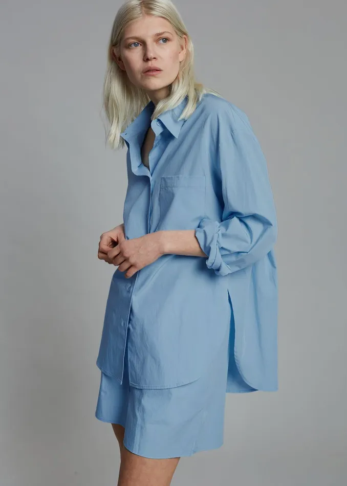 Women Lui Organic Cotton Shirt 8211 Blue The Frankie Shop Tops
