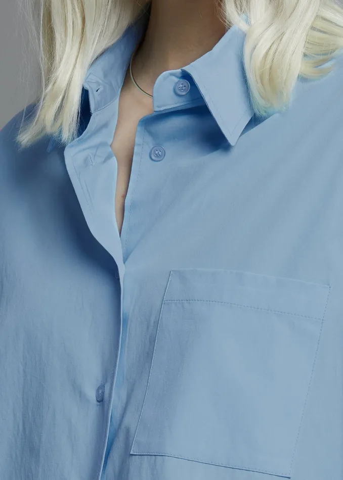 Women Lui Organic Cotton Shirt 8211 Blue The Frankie Shop Tops