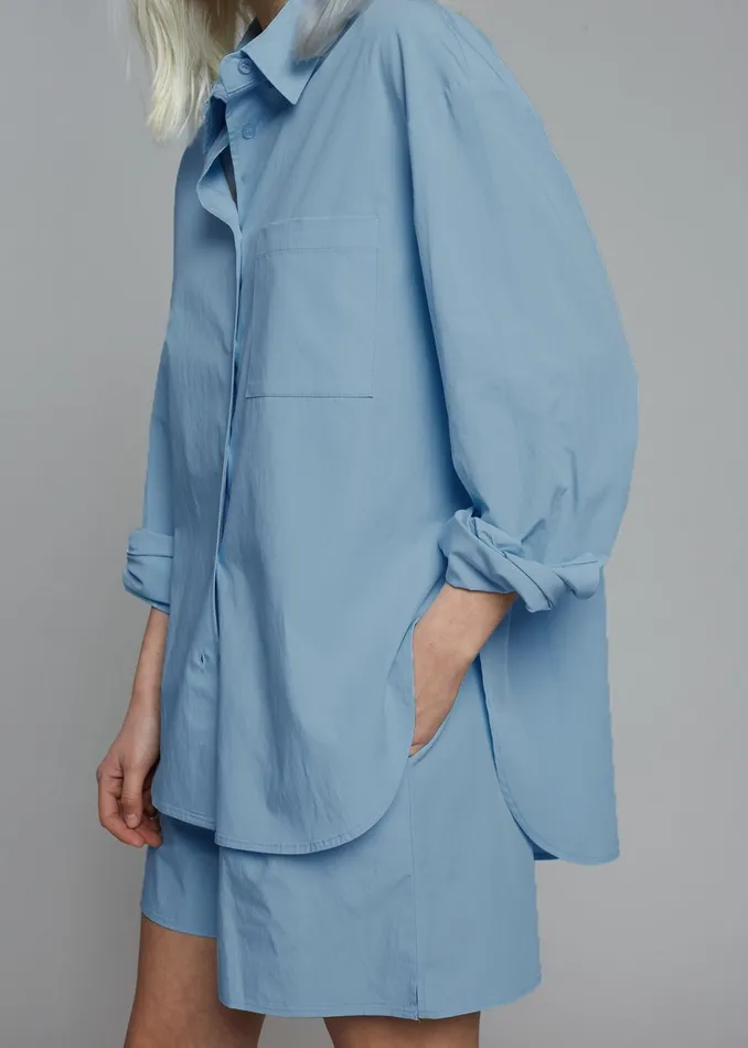 Women Lui Organic Cotton Shirt 8211 Blue The Frankie Shop Tops