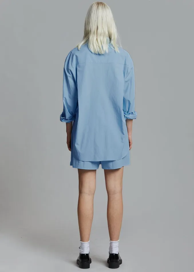 Women Lui Organic Cotton Shirt 8211 Blue The Frankie Shop Tops