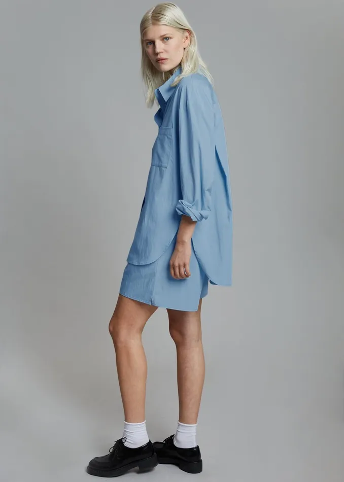 Women Lui Organic Cotton Shirt 8211 Blue The Frankie Shop Tops