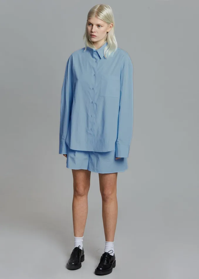 Women Lui Organic Cotton Shirt 8211 Blue The Frankie Shop Tops