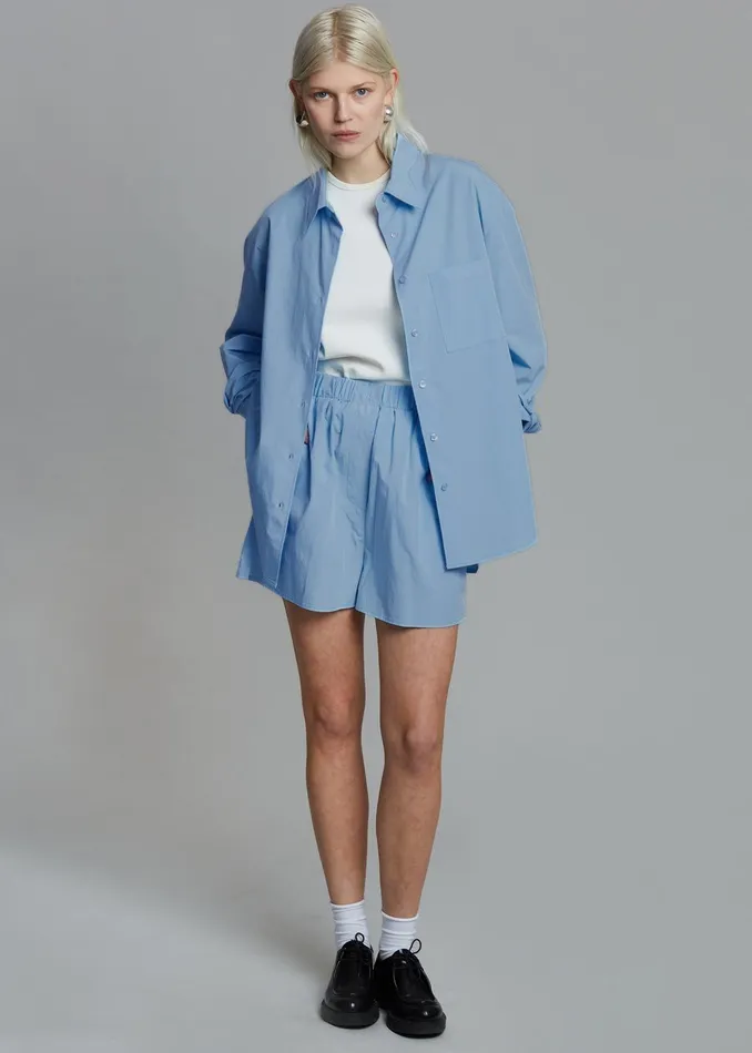 Women Lui Organic Cotton Shirt 8211 Blue The Frankie Shop Tops