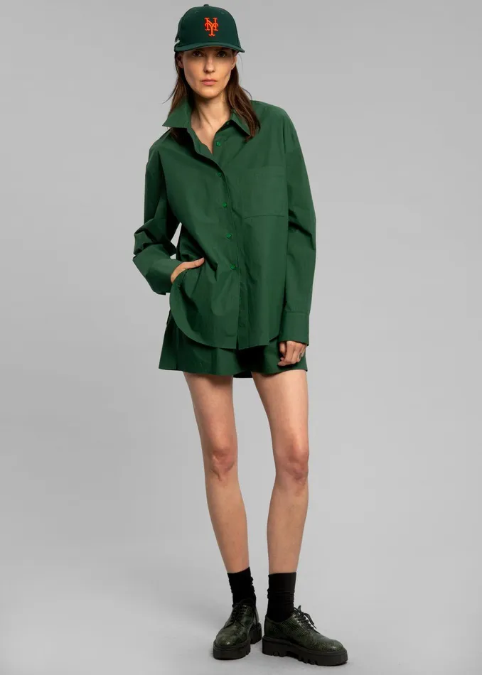 Women Lui Organic Cotton Shirt 8211 Hunter Green The Frankie Shop Tops
