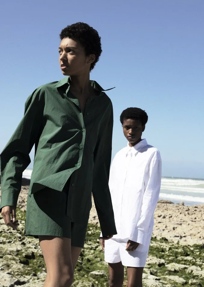 Women Lui Organic Cotton Shirt 8211 Hunter Green The Frankie Shop Tops