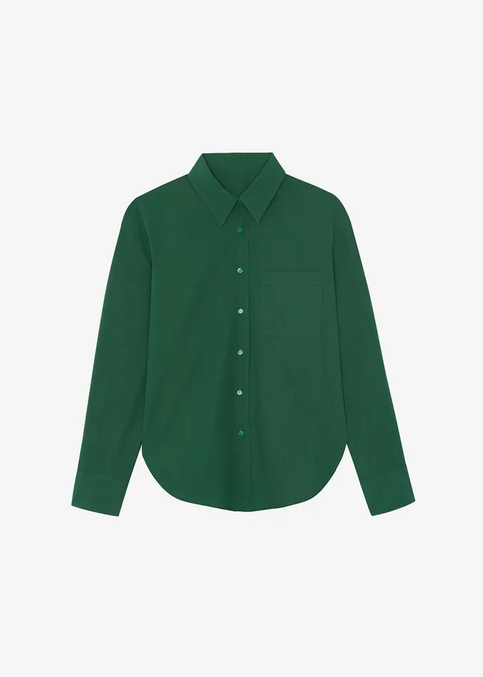 Women Lui Organic Cotton Shirt 8211 Hunter Green The Frankie Shop Tops