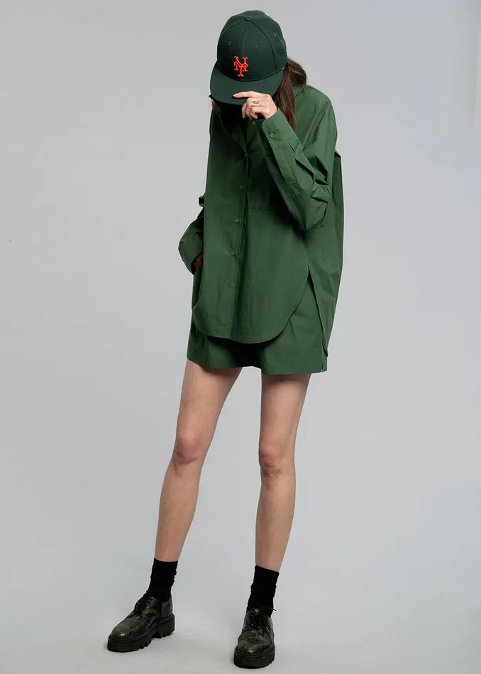 Women Lui Organic Cotton Shirt 8211 Hunter Green The Frankie Shop Tops
