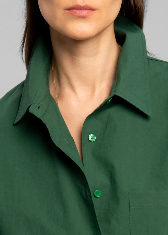 Women Lui Organic Cotton Shirt 8211 Hunter Green The Frankie Shop Tops