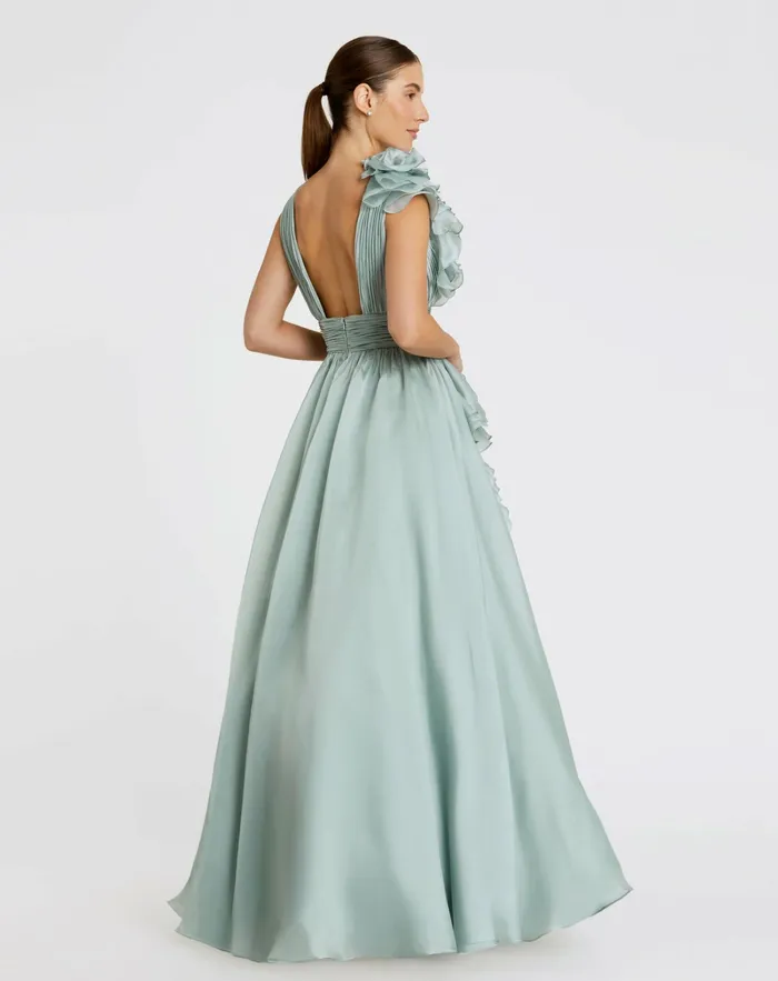 Women Mac Duggal Ruffle Detailed Evening Dress Mint Evening Gowns