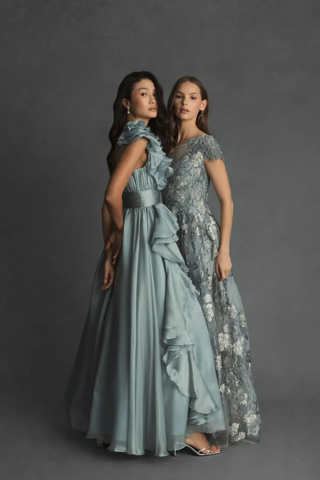 Women Mac Duggal Ruffle Detailed Evening Dress Mint Evening Gowns