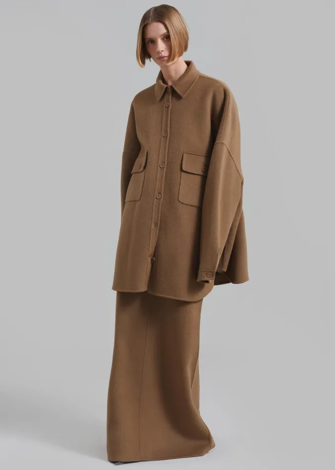 Women Malvo Long Wool Pencil Skirt 8211 Camel The Frankie Shop Bottoms