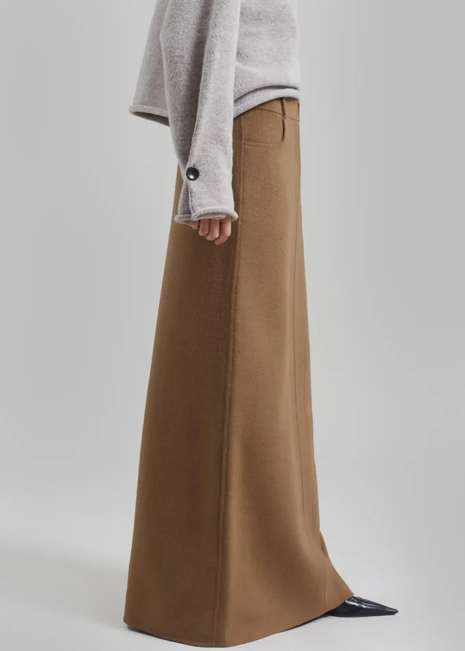 Women Malvo Long Wool Pencil Skirt 8211 Camel The Frankie Shop Bottoms