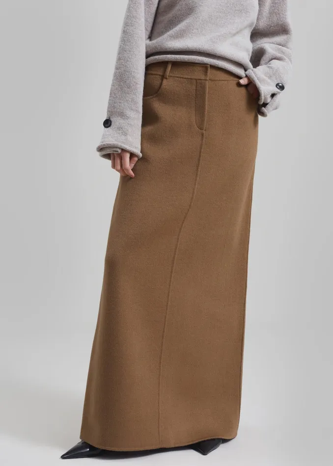 Women Malvo Long Wool Pencil Skirt 8211 Camel The Frankie Shop Bottoms
