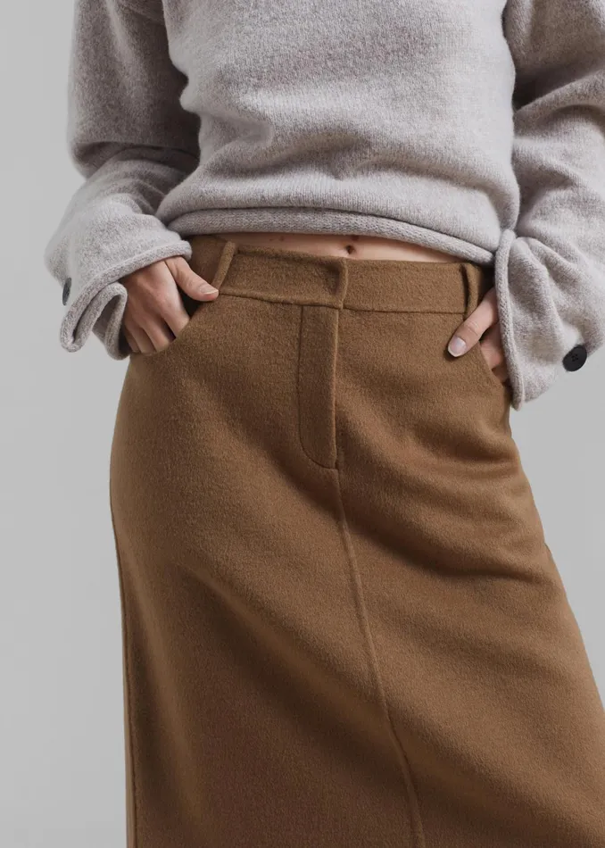 Women Malvo Long Wool Pencil Skirt 8211 Camel The Frankie Shop Bottoms