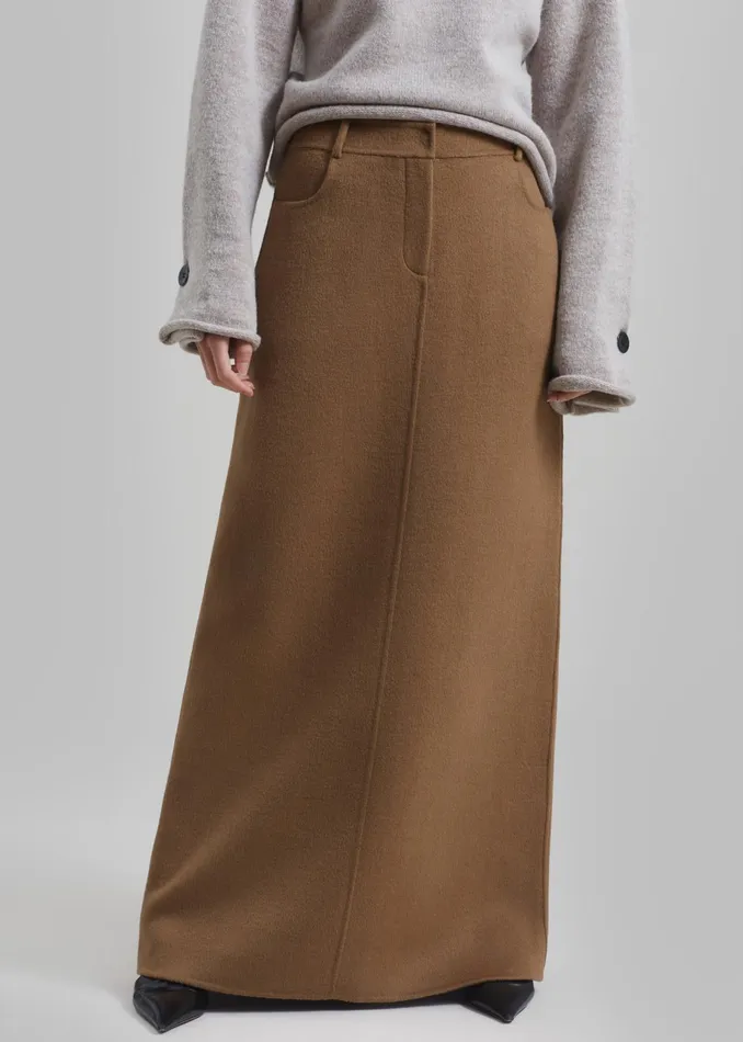 Women Malvo Long Wool Pencil Skirt 8211 Camel The Frankie Shop Bottoms