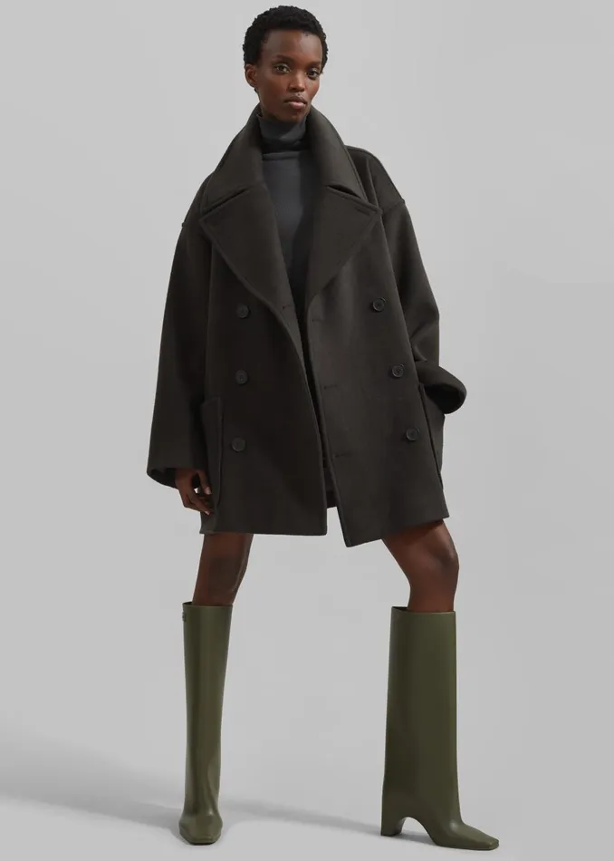 Women Marian Oversized Peacoat 8211 Khaki The Frankie Shop Outerwear
