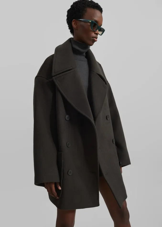 Women Marian Oversized Peacoat 8211 Khaki The Frankie Shop Outerwear