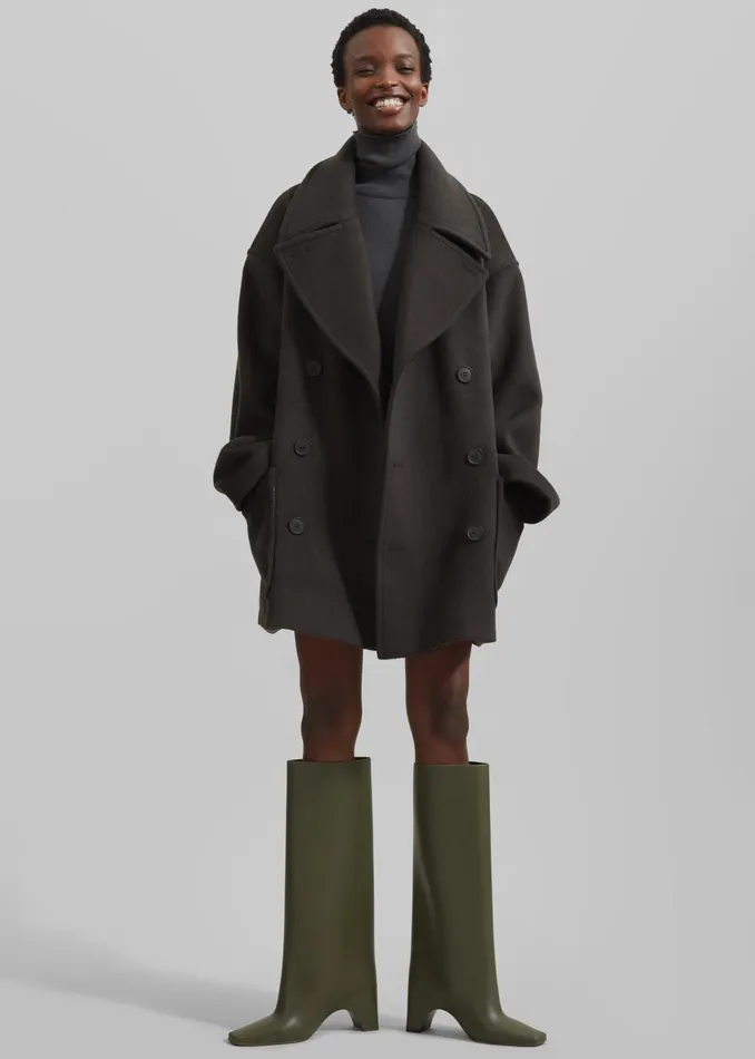 Women Marian Oversized Peacoat 8211 Khaki The Frankie Shop Outerwear