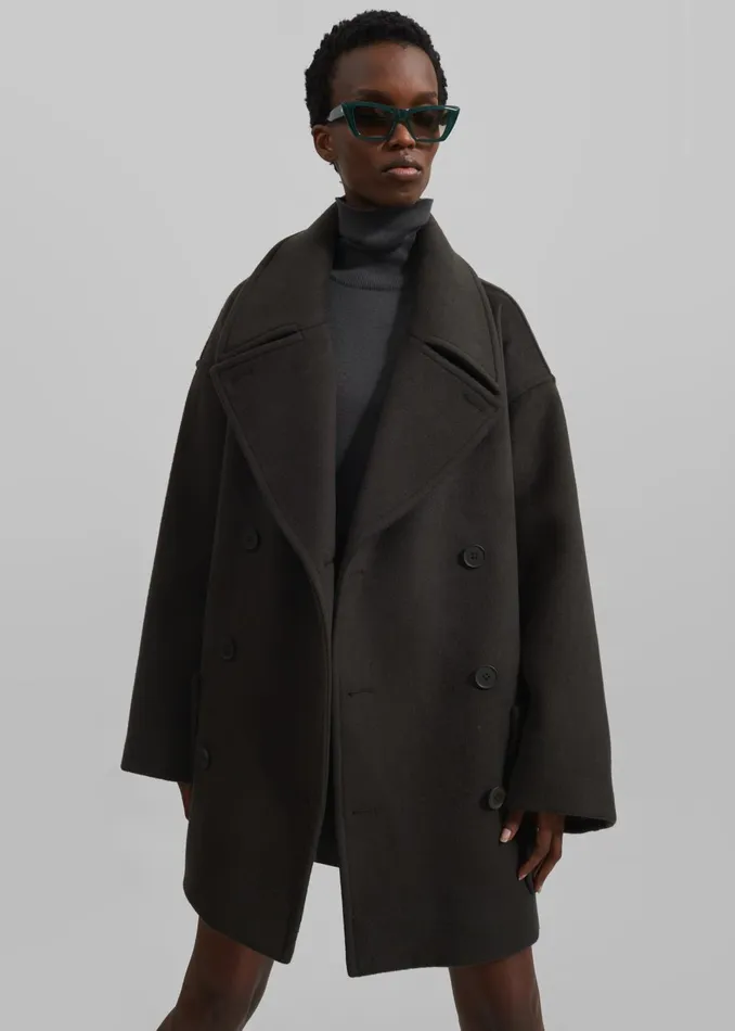 Women Marian Oversized Peacoat 8211 Khaki The Frankie Shop Outerwear