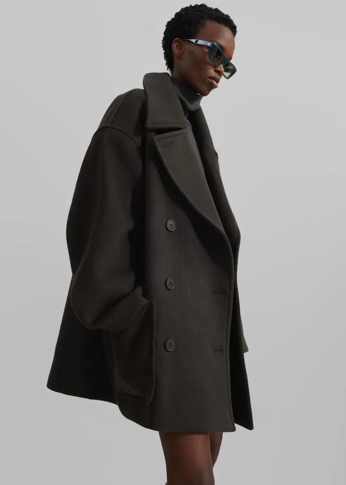 Women Marian Oversized Peacoat 8211 Khaki The Frankie Shop Outerwear