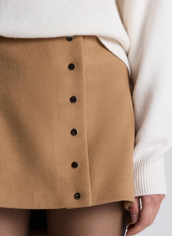 Women May Wool Cashmere Mini Skirt Camel ALC Skirts
