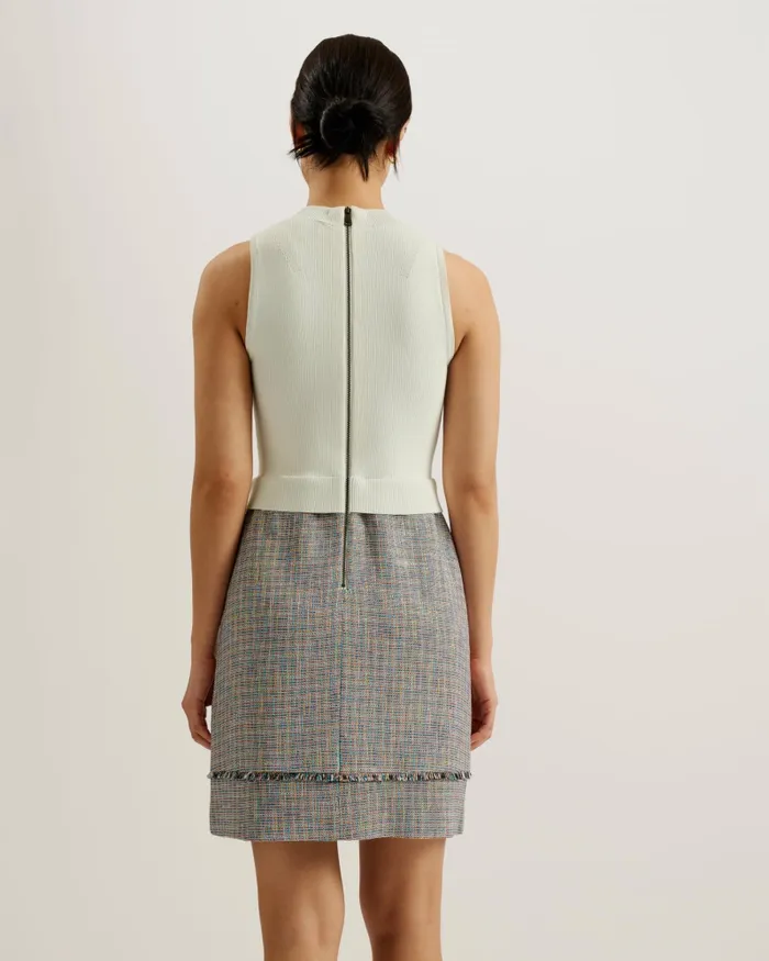 Women MAYUMID 8211 Knit Bodice Dress With Boucle Skirt Ivory Ted Baker Dresses Women MAYUMID 8211 Knit Bodice Dress With Boucle Skirt Ivory Ted Baker Dresses