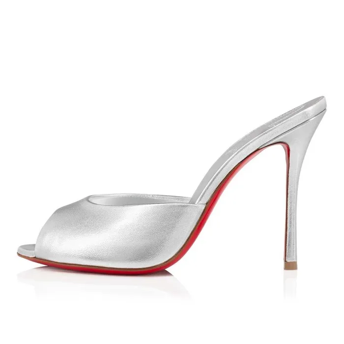 Women Me Dolly 100 Mm Mules 8211 Nappa Leather 8211 Silver Christian Louboutin Mules