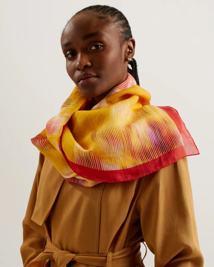 Women MELLII 8211 Floral Printed Square Scarf Orange Ted Baker Scarves