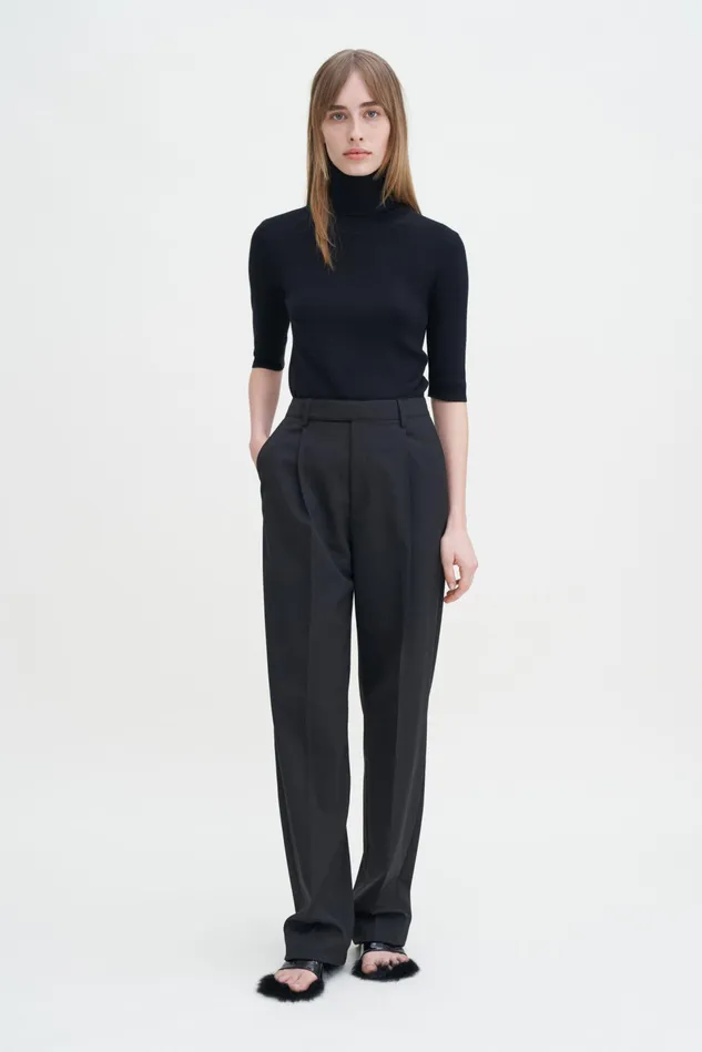 Women Merino Elbow Sleeve Top Black Filippa K Knitwear