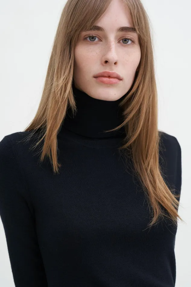 Women Merino Elbow Sleeve Top Black Filippa K Knitwear