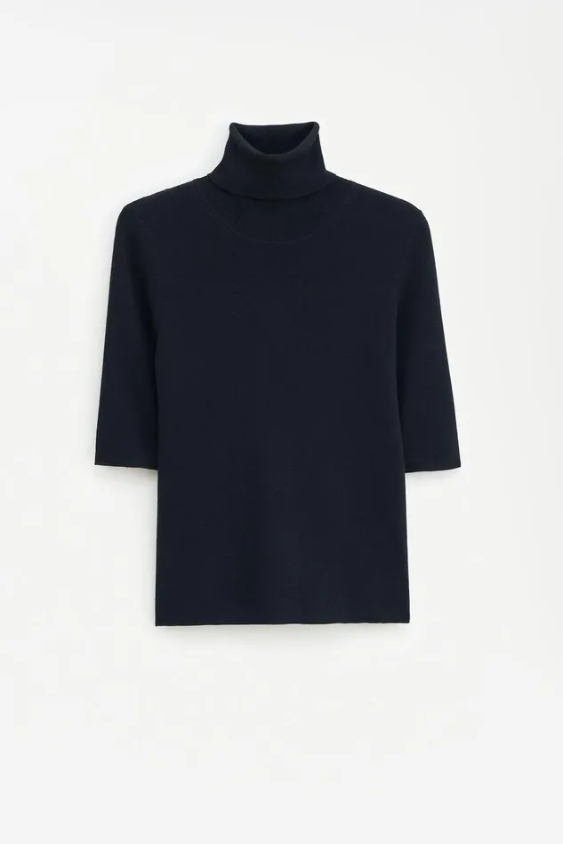 Women Merino Elbow Sleeve Top Black Filippa K Knitwear