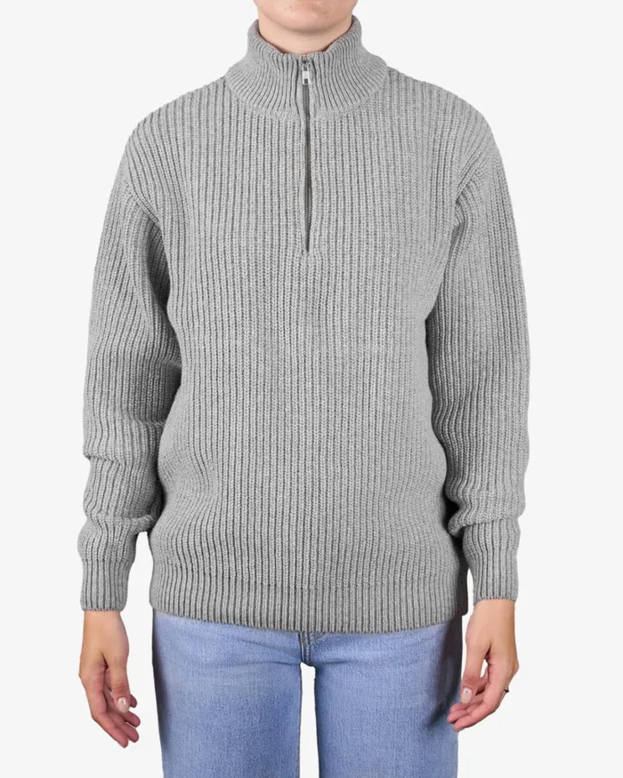 Women Merino Quarter Zip Deep Black Colorful Standard Knit Sweaters