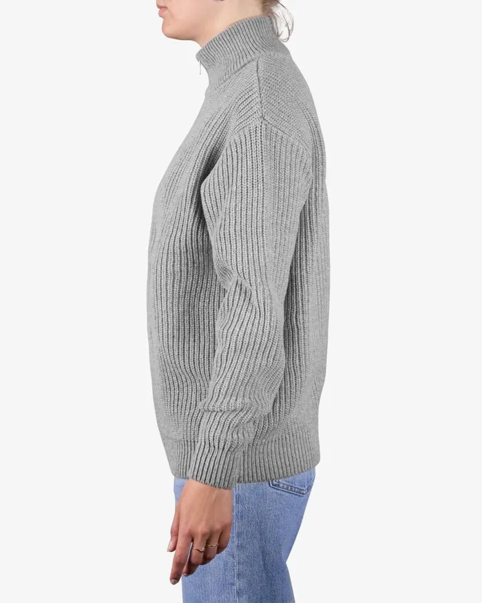Women Merino Quarter Zip Deep Black Colorful Standard Knit Sweaters