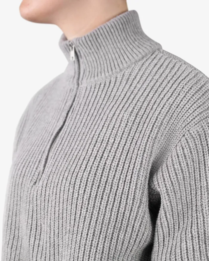 Women Merino Quarter Zip Deep Black Colorful Standard Knit Sweaters