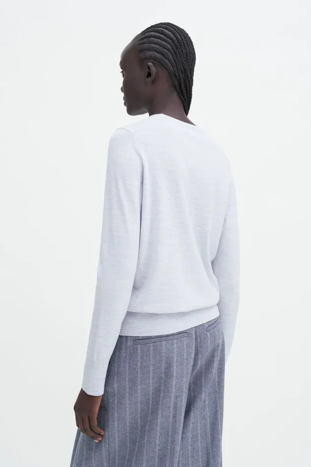 Women Merino RNeck Sweater Ice Blue Melange Filippa K Knitwear