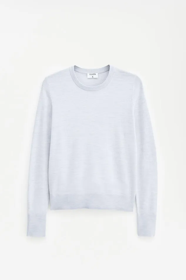 Women Merino RNeck Sweater Ice Blue Melange Filippa K Knitwear