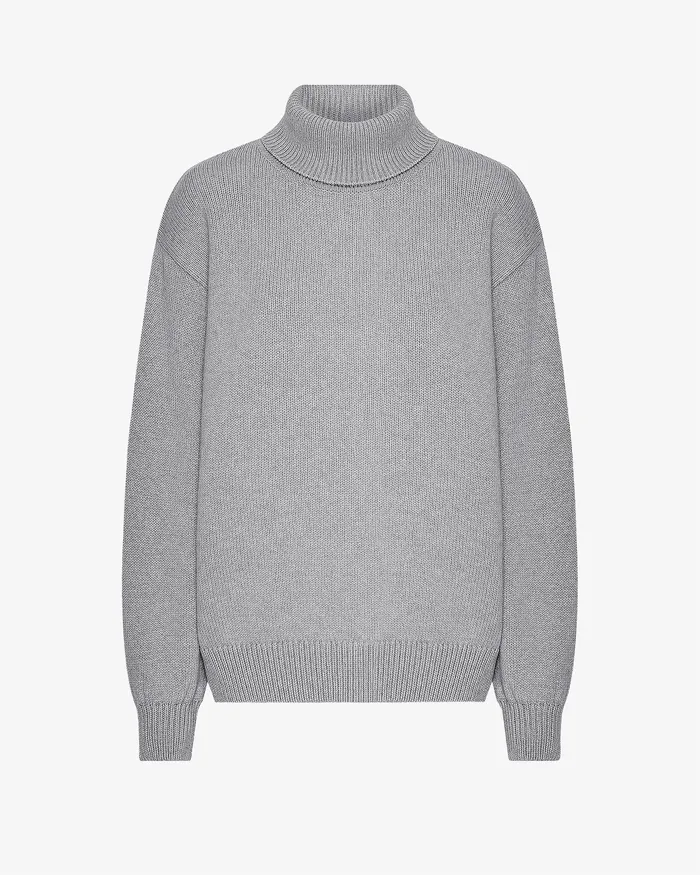 Women Merino Wool Turtleneck 8211 Heather Grey Knit Sweaters Colorfulstandard
