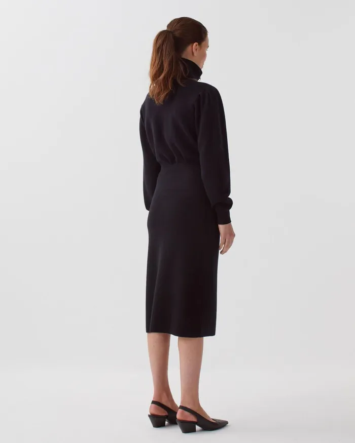 Women Merino Wool ZipUp Midi Skirt Black Beauty Comptoir Des Cotonniers Skirts and Shorts