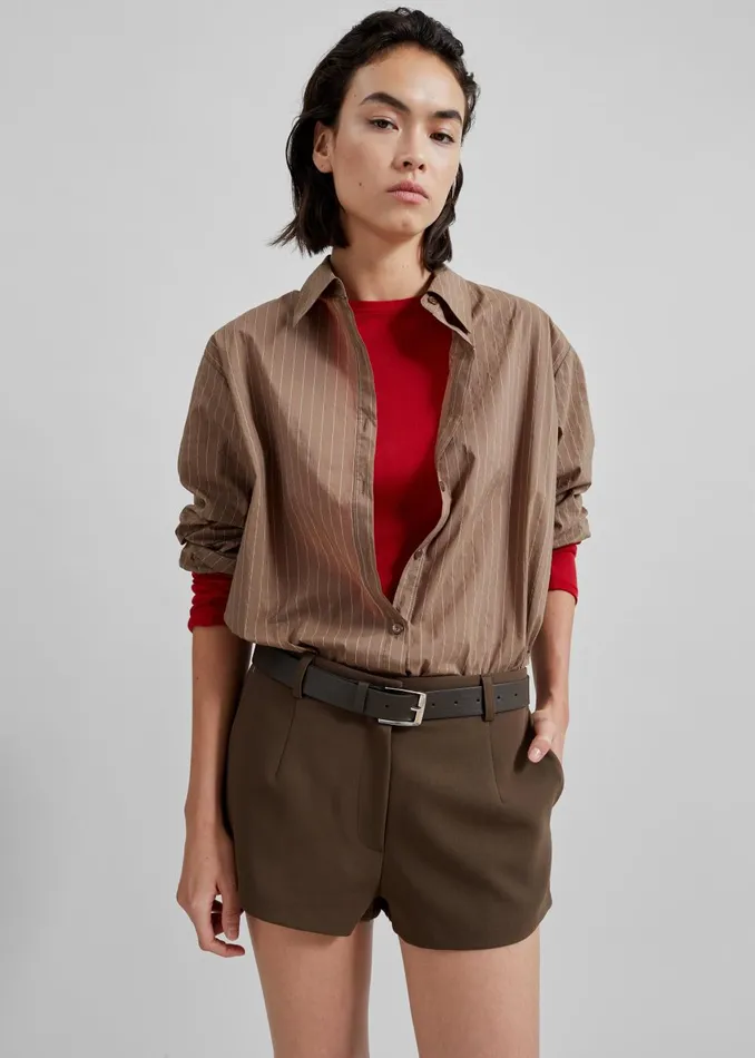 Women Mesa Sheer Long Sleeve Tee 8211 Red The Frankie Shop Tops