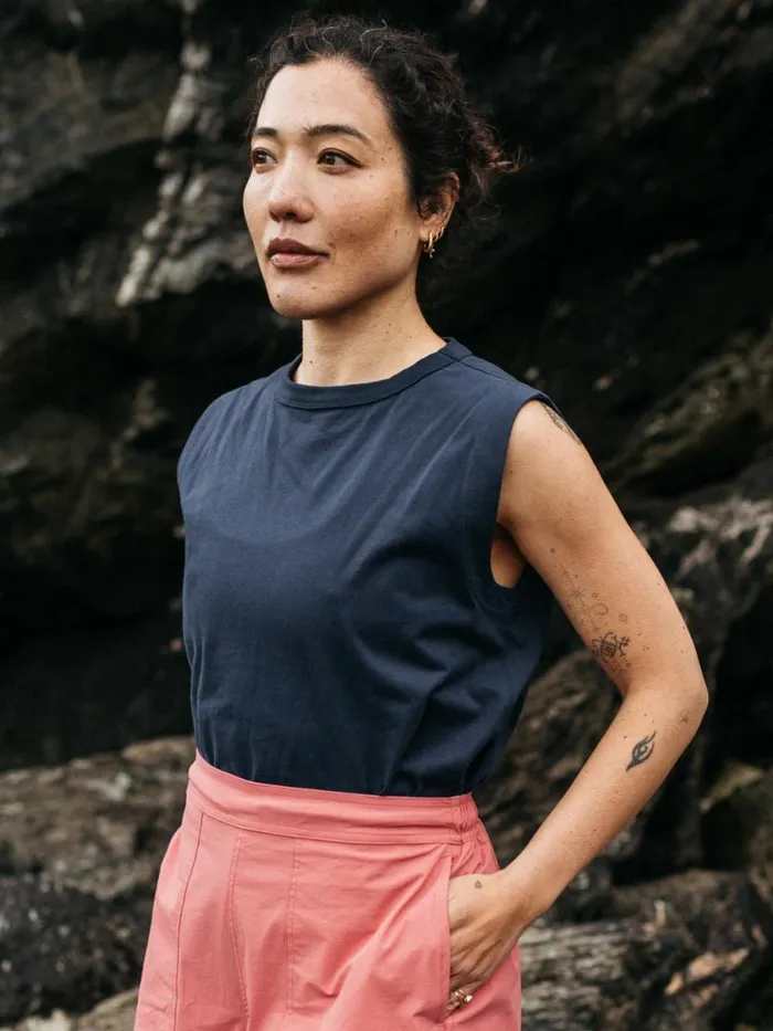 Women Meskel Vest Navy Finisterre Tops and Shirts