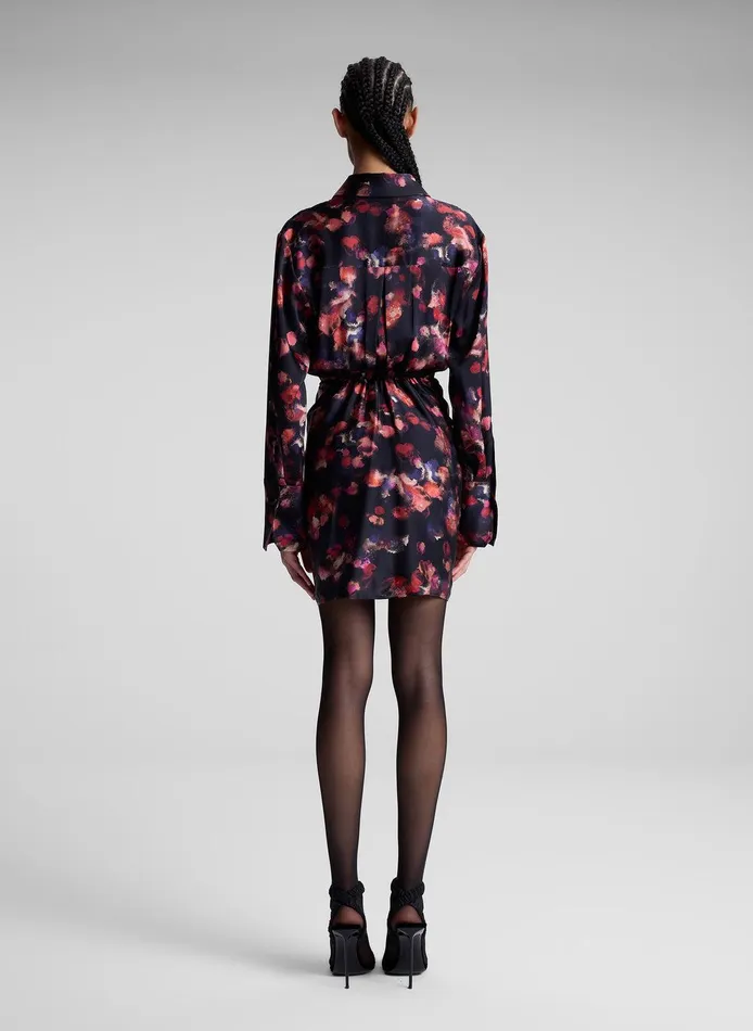 Women Mia Stretch Silk Mini Shirtdress Navy Multi ALC Dresses