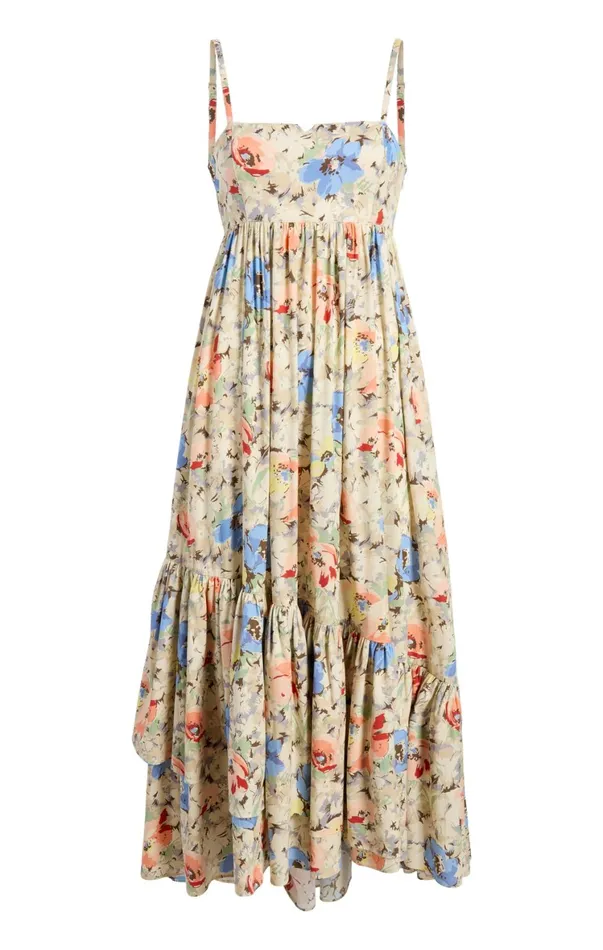 Women Midi Cinq Sept Painted Garden Hailey Dress Ivory Multi