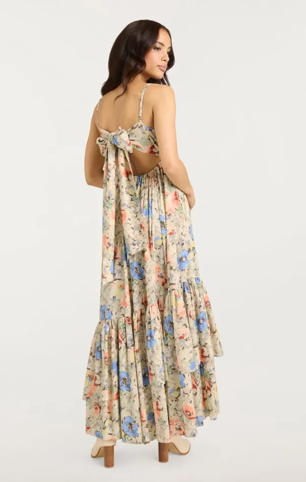 Women Midi Cinq Sept Painted Garden Hailey Dress Ivory Multi