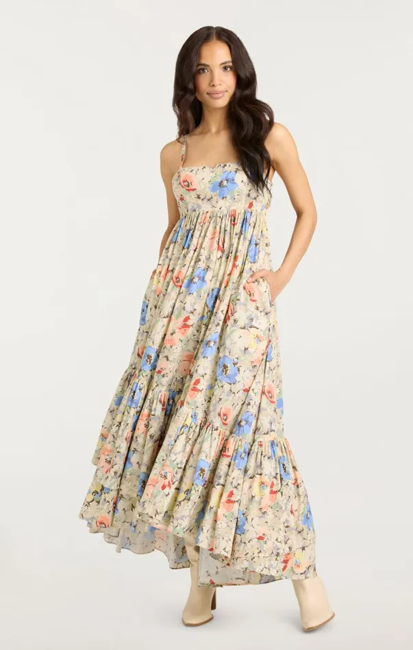 Women Midi Cinq Sept Painted Garden Hailey Dress Ivory Multi