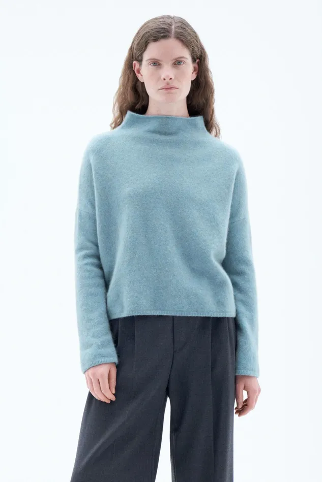 Women Mika Yak Funnelneck Sweater Blue Melange Filippa K Knitwear