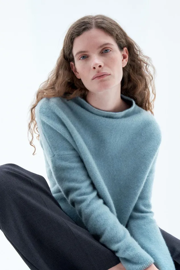 Women Mika Yak Funnelneck Sweater Blue Melange Filippa K Knitwear