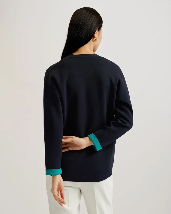 Women MIKELAA 8211 Easy Fit V Neck Knitted Sweater Navy Ted Baker Jumpers and Cardigans Women MIKELAA 8211 Easy Fit V Neck Knitted Sweater Navy Ted Baker Jumpers and Cardigans